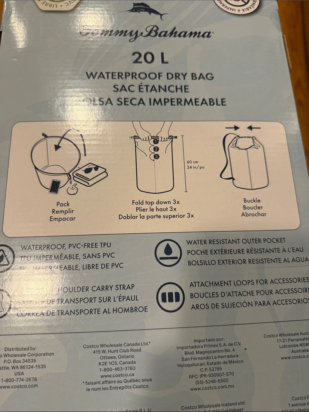 Tommy Bahama Navy Floral Waterproof Dry Bag.NWT 20liter